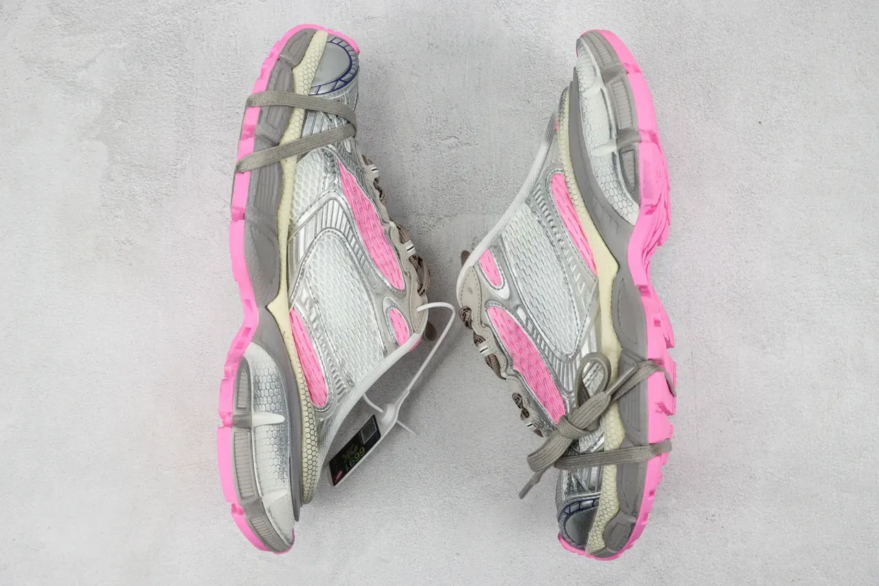 New Balance Silver Pink Chunky Layered Sole Metallic Mesh And Synthetic Upper Sneakers 2