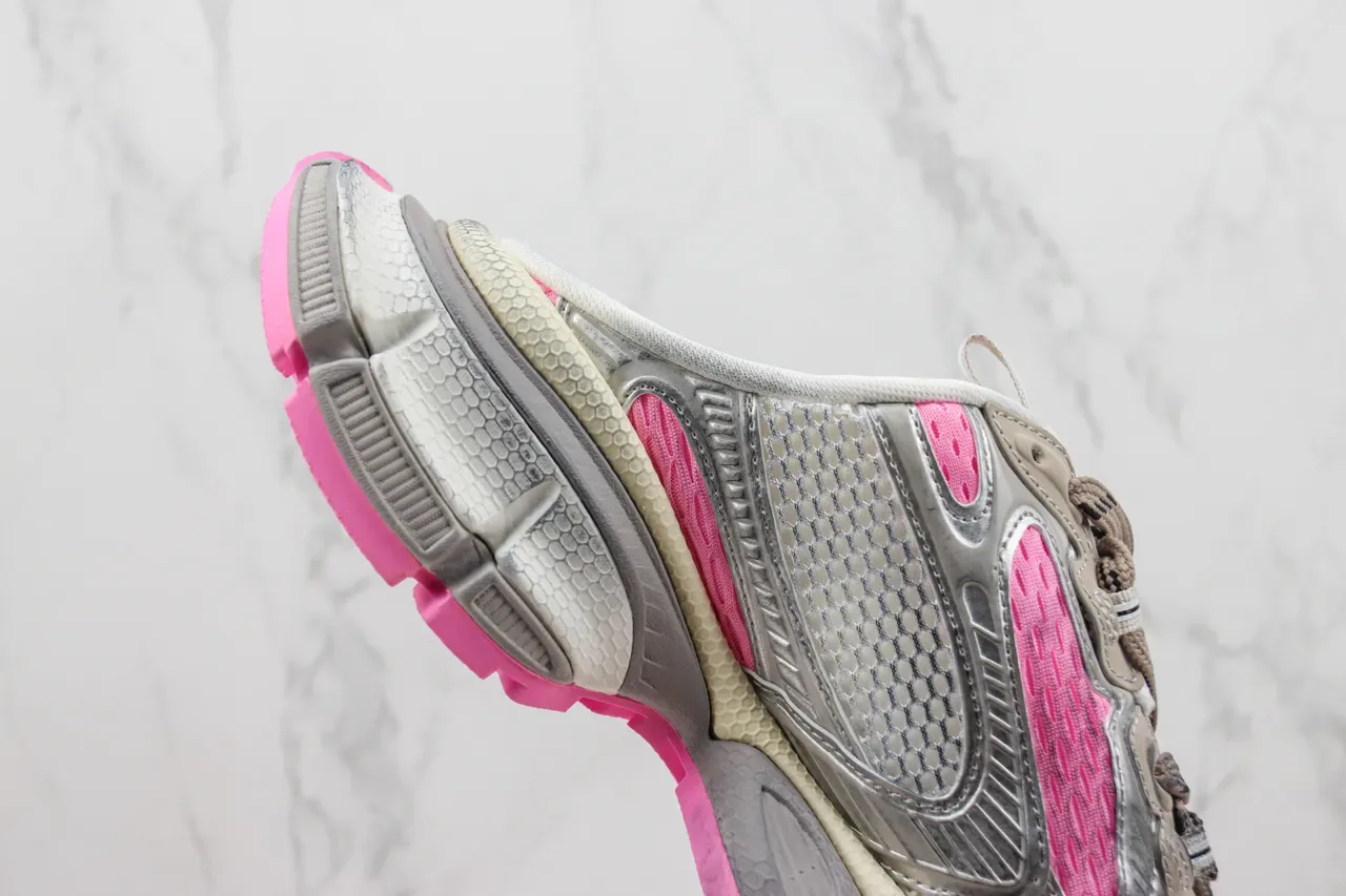 New Balance Silver Pink Chunky Layered Sole Metallic Mesh And Synthetic Upper Sneakers 5