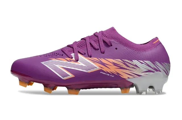New Balance Speed Ctrl Stud Violet Orange Argent Chaussures de Football pour Terrain Ferme 7