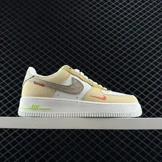 Nike Air Force 1 بيج أبيض برتقالي أخضر ليمي سنيكرز لايف ستايل