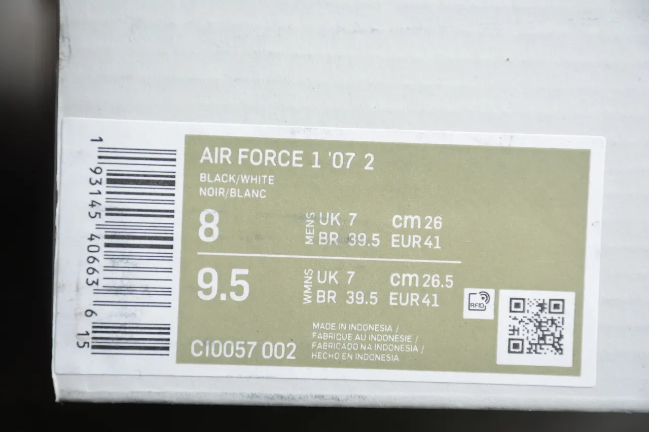 Nike Air Force 1 Black White Gum Lifestyle Sneakers 7