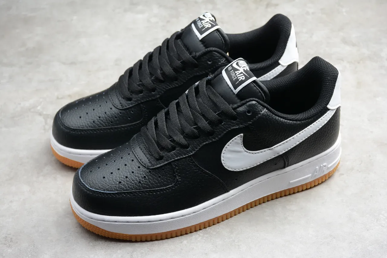 Nike Air Force 1 Black White Gum Lifestyle Sneakers 16