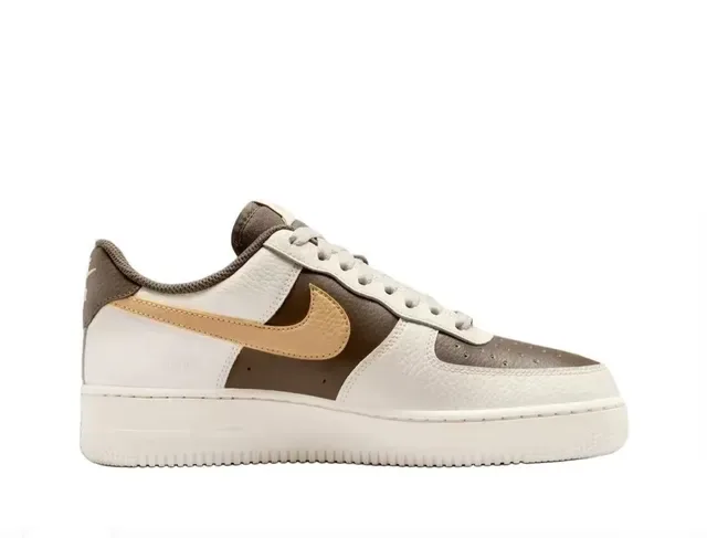 Nike Air Force 1 Low Bege Marrom Dourado Tênis Lifestyle 6