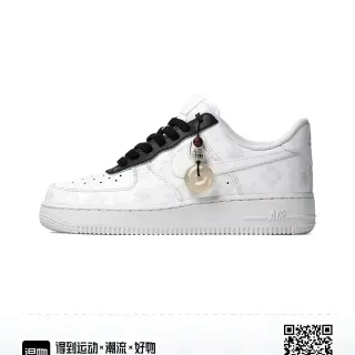 Nike Air Force 1 أبيض أسود Low-Top جلد علوي نمط حياة أحذية رياضية