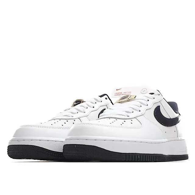 Nike Air Force 1 White Navy Sneakers Lifestyle 9