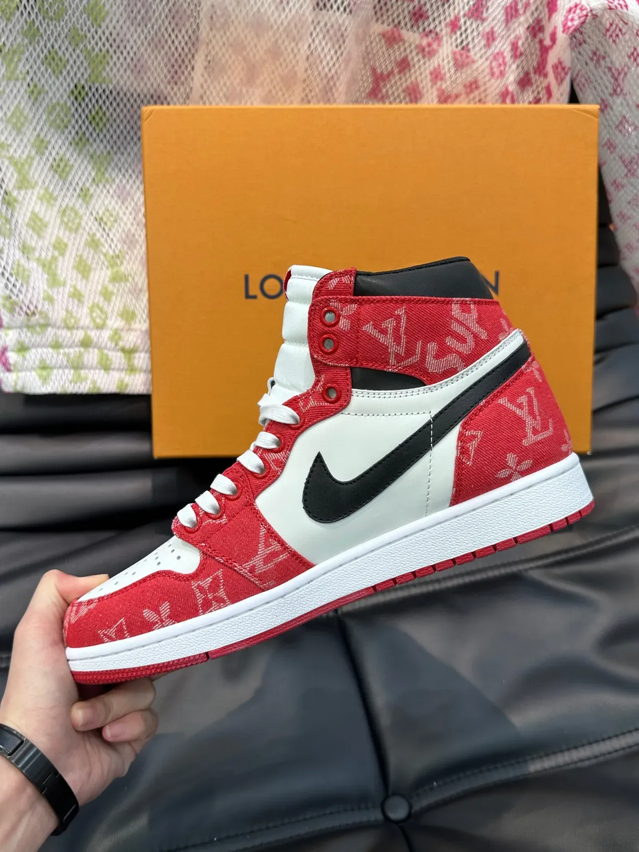 Nike Air Jordan 1 High Monogram Rojo Blanco Negro Zapatos de baloncesto 3