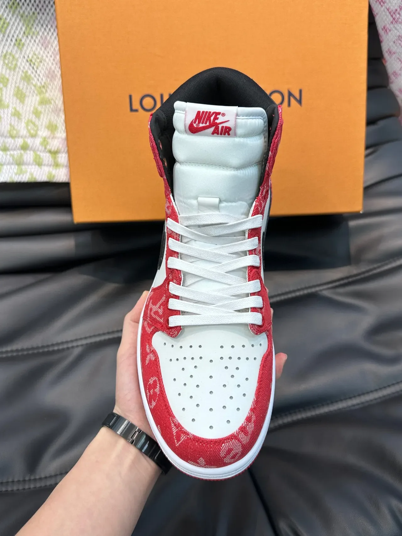 Nike Air Jordan 1 High Monogram Rojo Blanco Negro Zapatos de baloncesto 6