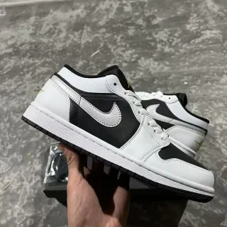 Nike Air Jordan 1 Low Black White Gold حذاء رياضي أسلوب حياة