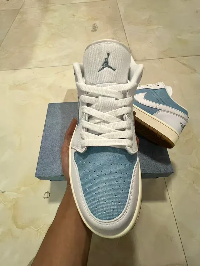 Nike Air Jordan 1 Low Denim Panel White Gum Lifestyle Sneakers 3
