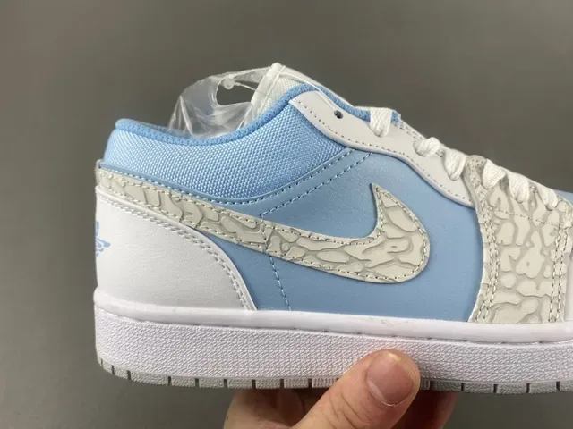 Nike Air Jordan 1 Low Light Blue White Lifestyle Sneakers 3