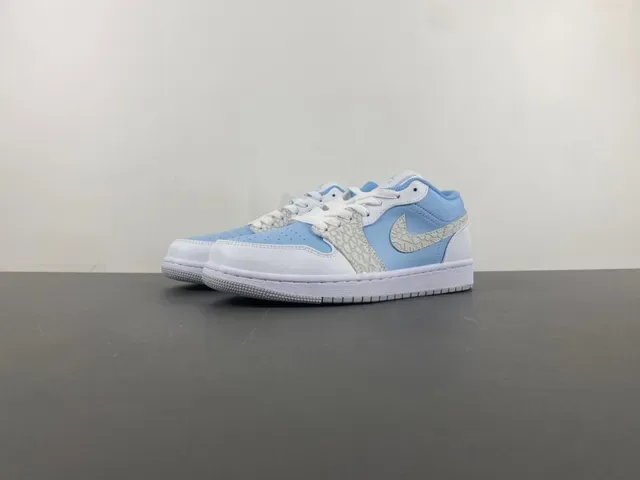 Nike Air Jordan 1 Low Light Blue White Lifestyle Sneakers 10