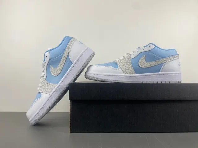 Nike Air Jordan 1 Low Light Blue White Lifestyle Sneakers 14