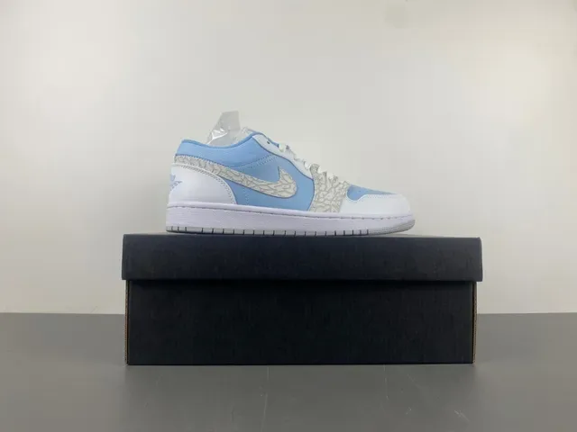 Nike Air Jordan 1 Low Light Blue White Lifestyle Sneakers 15