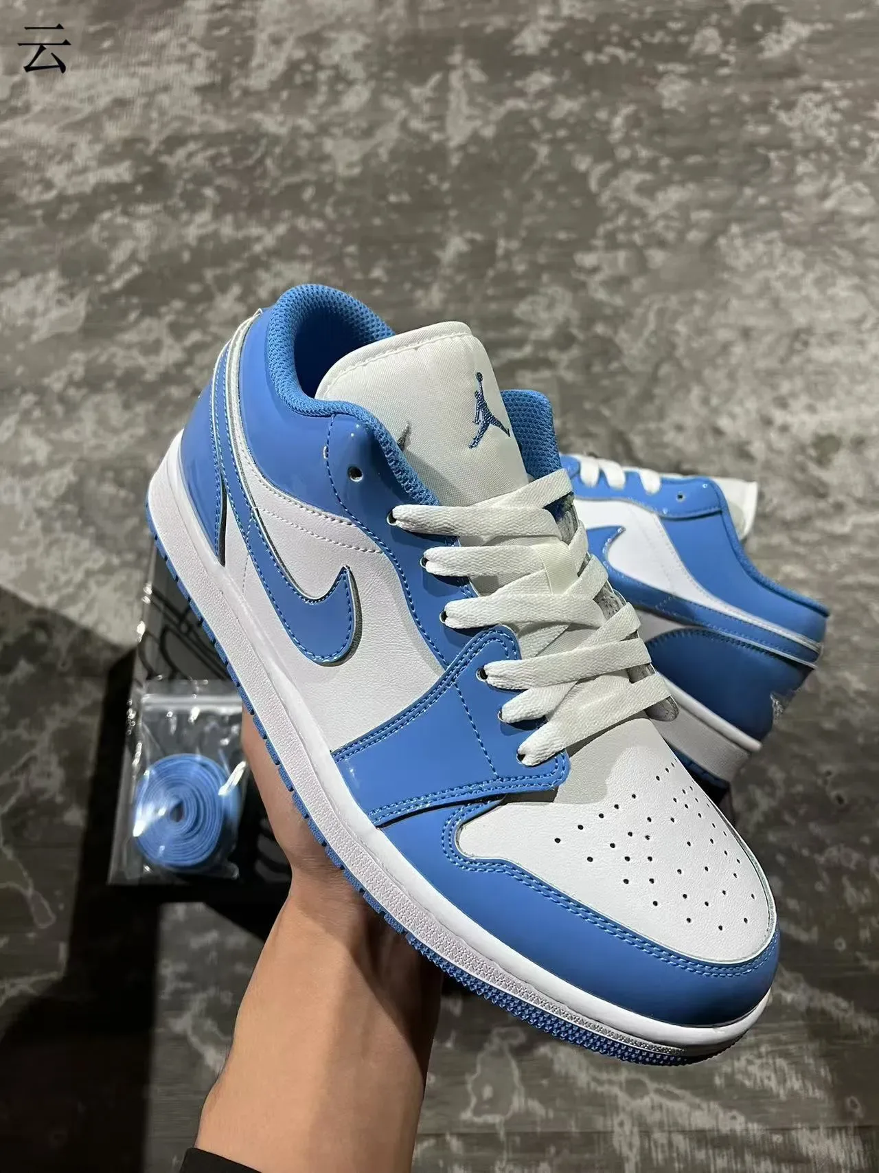 Nike Air Jordan 1 Low University Blue Patent Lifestyle Sneakers 2