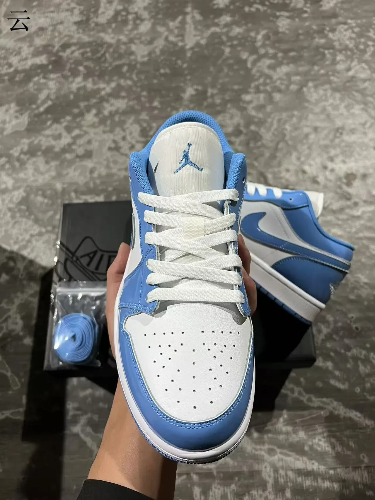 Nike Air Jordan 1 Low University Blue Patent Lifestyle Sneakers 3