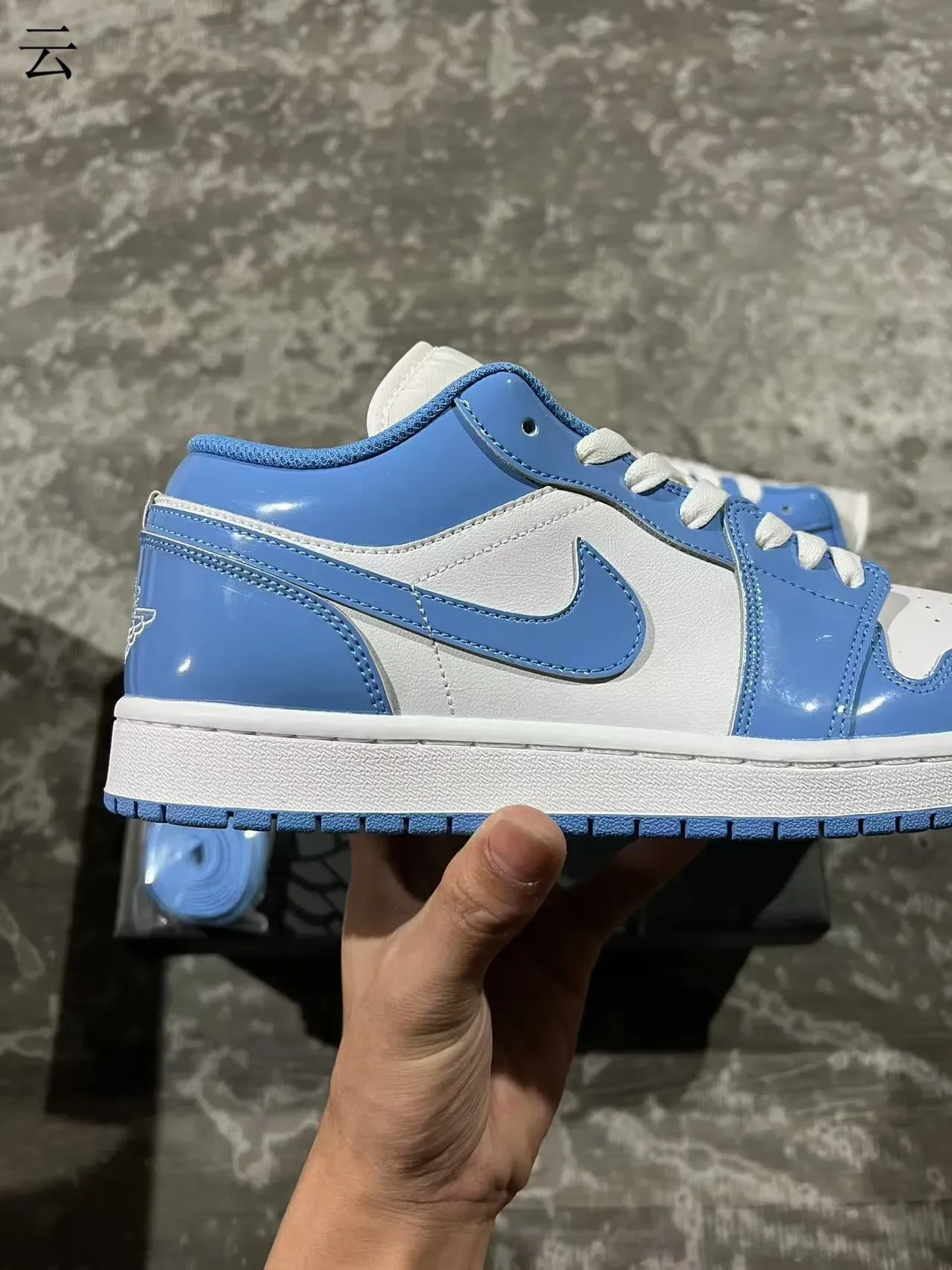 Nike Air Jordan 1 Low University Blue Patent Lifestyle Sneakers 7