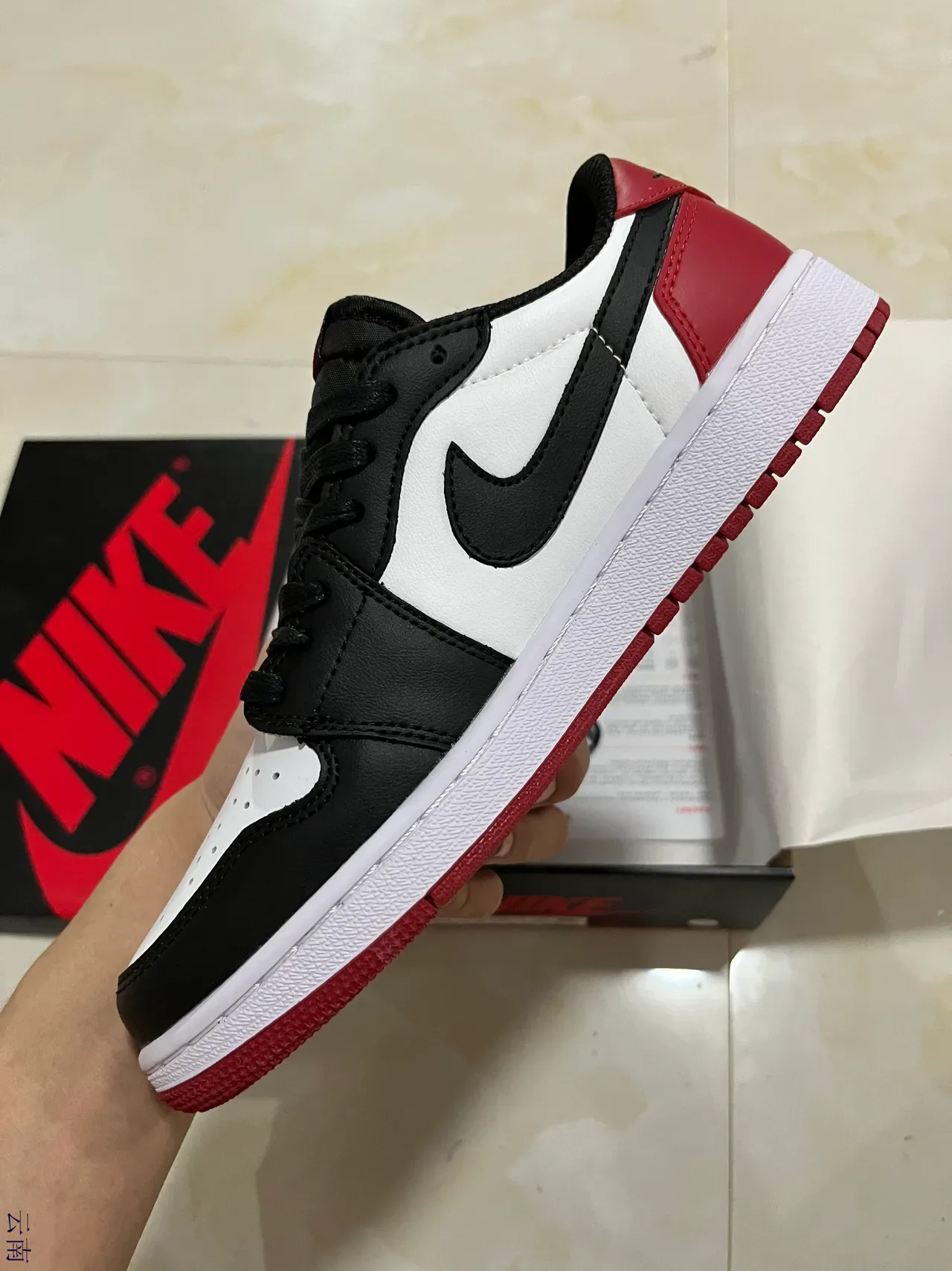 Nike Air Jordan 1 Low White Black Red Lifestyle Sneakers 4