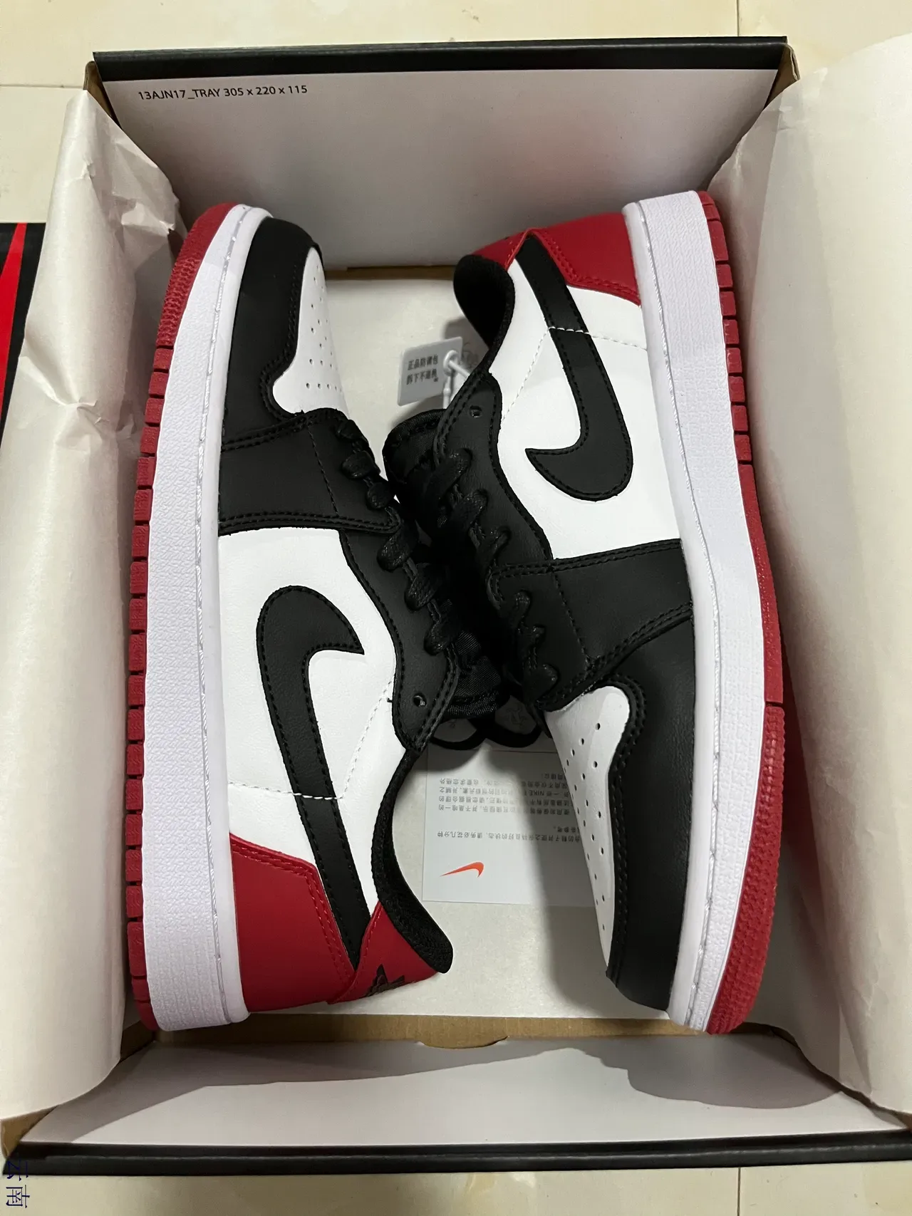 Nike Air Jordan 1 Low White Black Red Lifestyle Sneakers 7