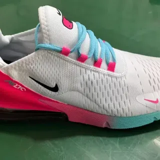 Nike Air Max 270 أبيض وردي سيان حذاء أسلوب الحياة