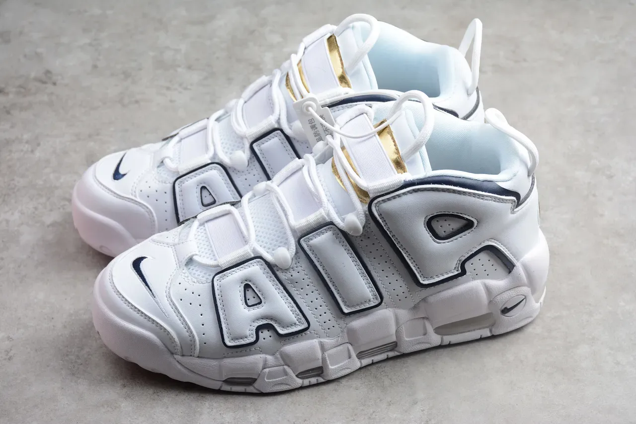 Nike Air More Uptempo White Navy Basketball Shoes 9