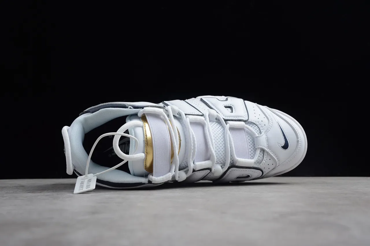 Nike Air More Uptempo White Navy Basketball Shoes 12