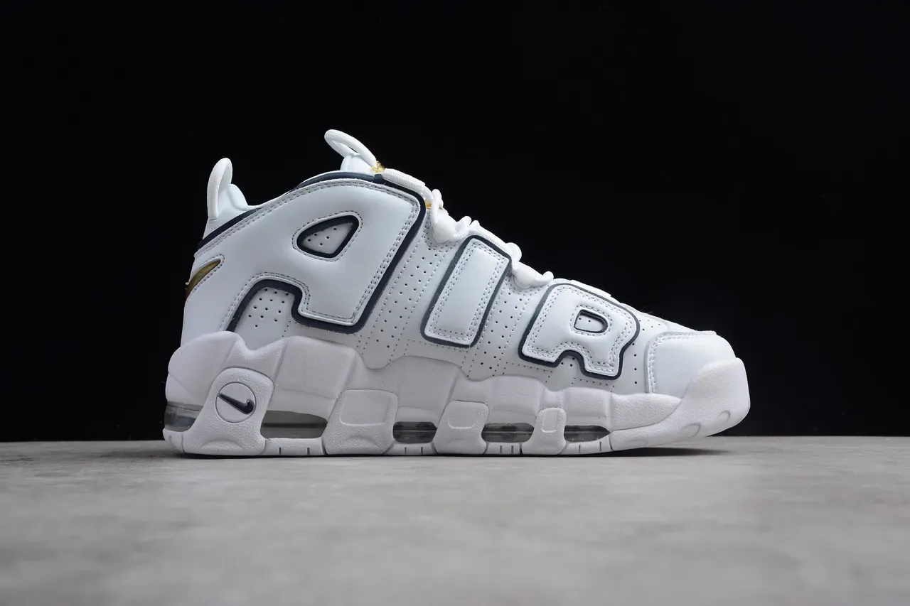 Nike Air More Uptempo White Navy Basketball Shoes 13