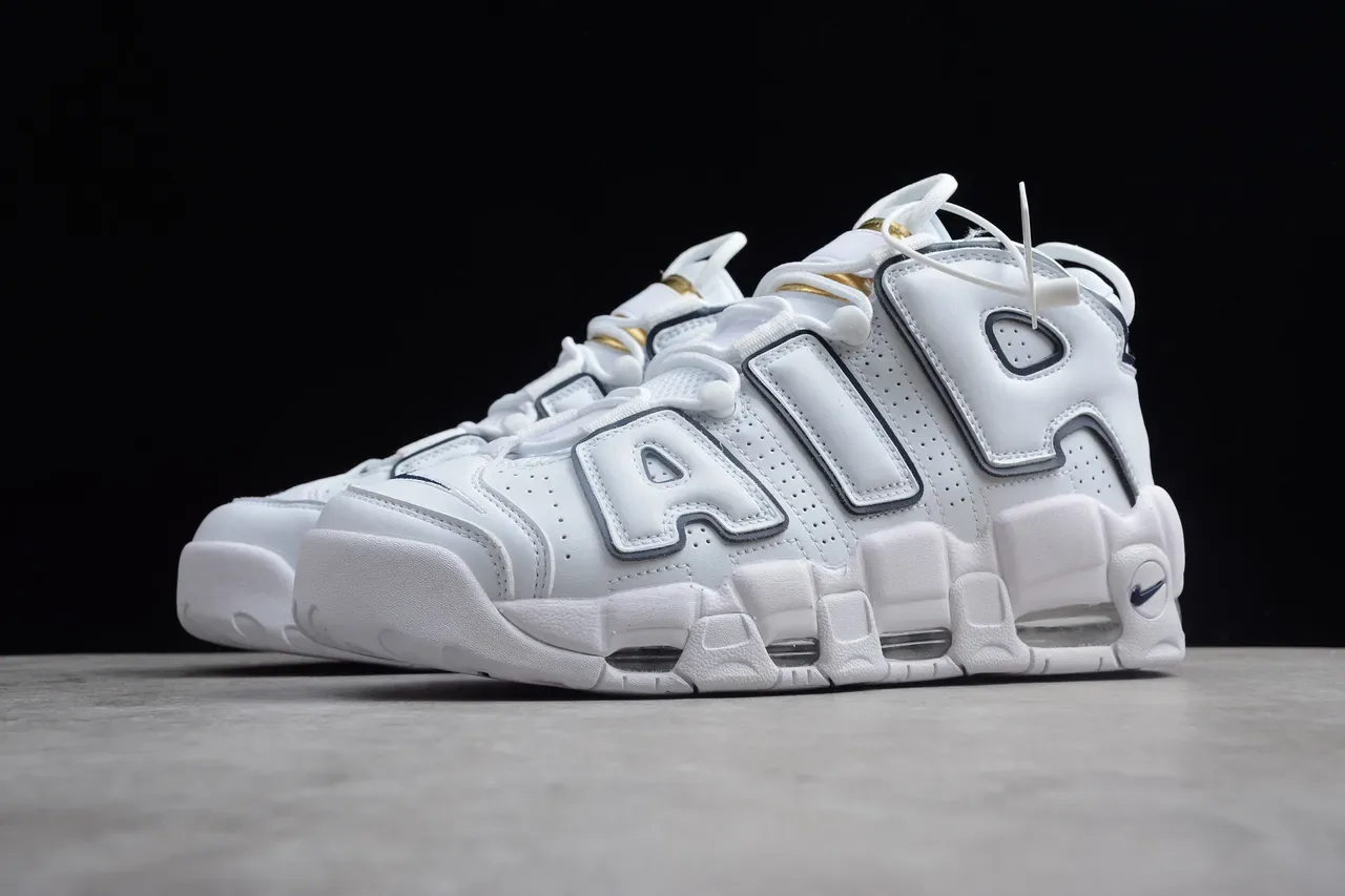 Nike Air More Uptempo White Navy Basketball Shoes 14