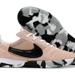 Nike Beige Black Low-Top Perforated Suede-Mesh Upper Sneakers
