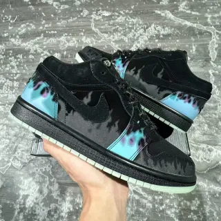 Nike أسود أزرق بدون أربطة إغلاق بالحزام طباعة اللهب tie-dye نمط الحياة الرياضي