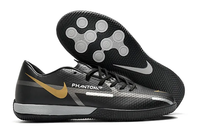 Nike Black Brown Low-Profile Synthetic Upper Metallic Copper Accent Panel Indoor Soccer Shoes 9