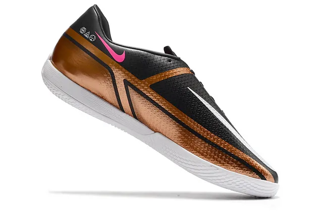 Nike Black Brown Low-Profile Synthetic Upper Metallic Copper Accent Panel Indoor Soccer Shoes 14