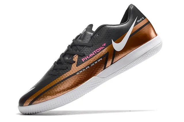 Nike Black Brown Low-Profile Synthetic Upper Metallic Copper Accent Panel Indoor Soccer Shoes 15