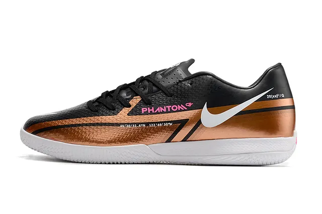 Nike Black Brown Low-Profile Synthetic Upper Metallic Copper Accent Panel Indoor Soccer Shoes 16