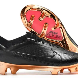 Nike Black Gold Textured Synthetic Upper Metallic Copper Outsole Firm-Ground Soccer Shoes