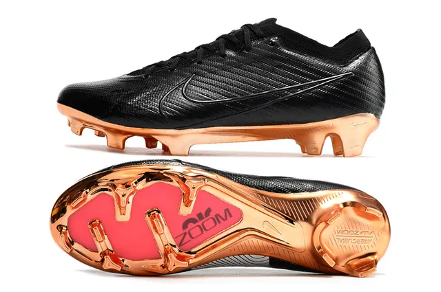 Nike أحذية كرة القدم أسود ذهبي نصي اصطناعي أعلى معدني نحاسي كعب أرض صلبة 2