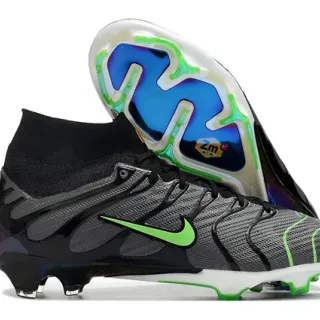 Nike Chaussures de football noir vert haut-coupé ajustement chaussette surface ferme