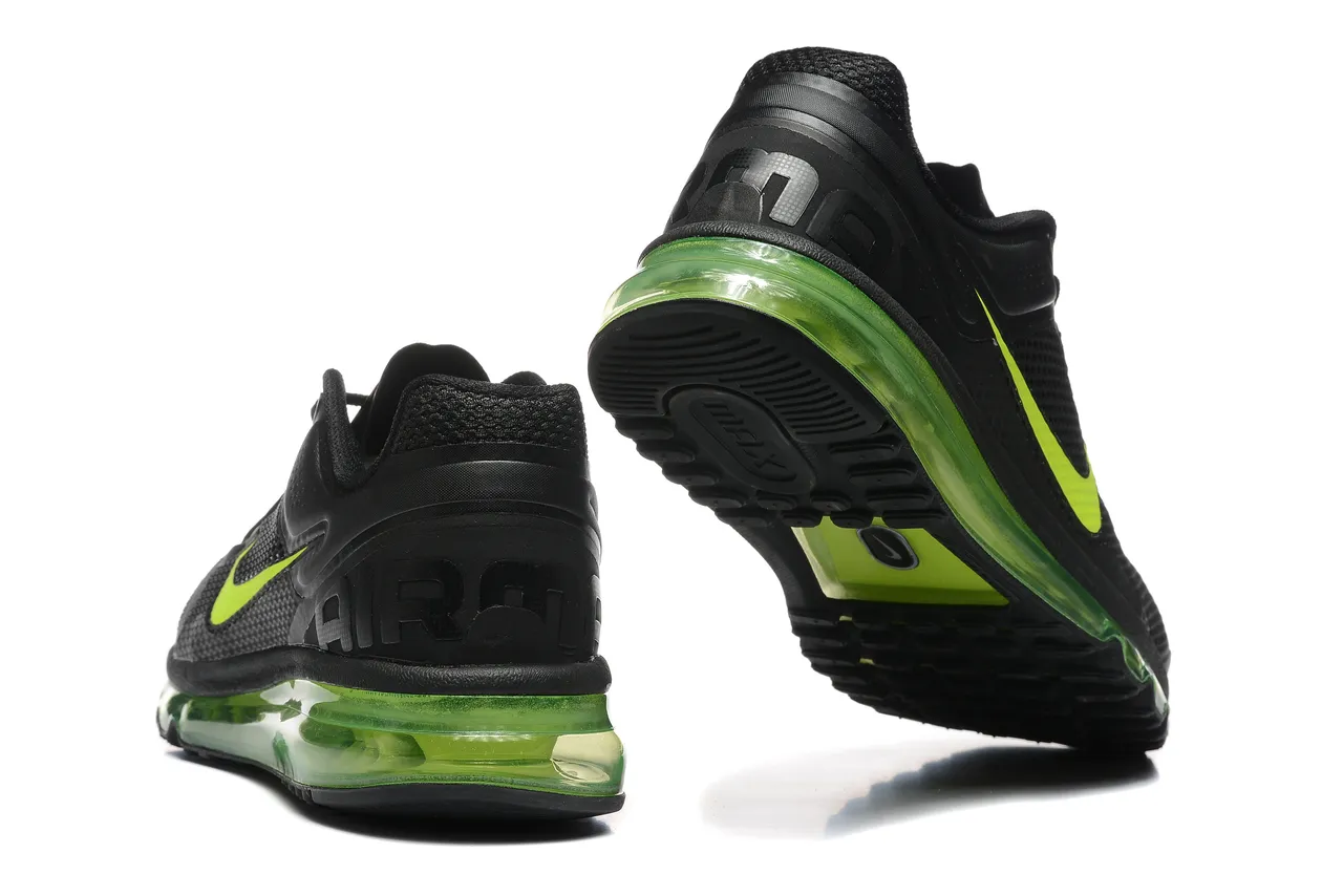 Nike Black Green Mesh Upper Full-Length Visible Air Unit Running Shoes 3