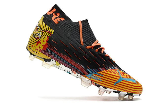 Nike Black Multicolor Low-Cut Sock-Fit Upper Firm-Ground Soccer Shoes 24
