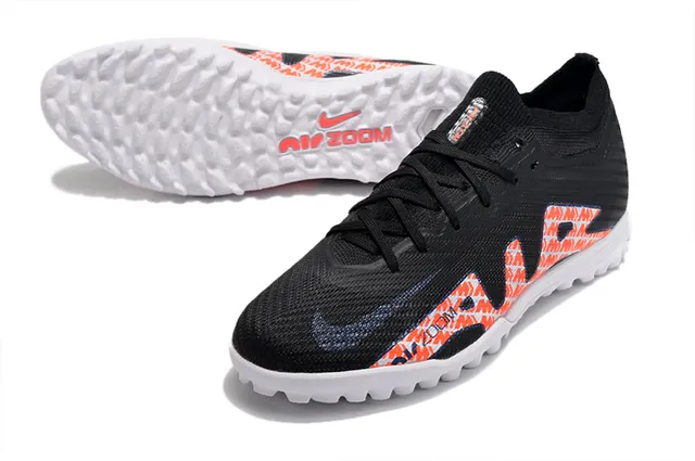 Nike Black Orange Knit Upper Graphic Overlay Turf Soccer Shoes 3