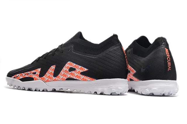 Nike Black Orange Knit Upper Graphic Overlay Turf Soccer Shoes 4