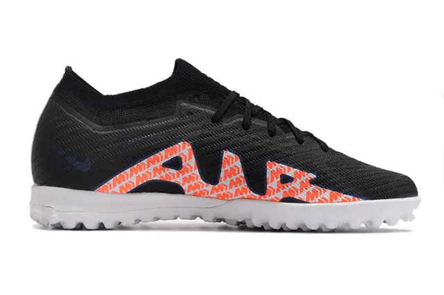 Nike Black Orange Knit Upper Graphic Overlay Turf Soccer Shoes 5