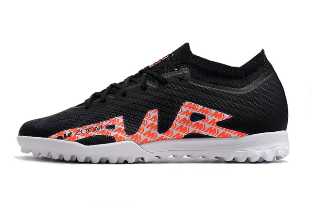 Nike Black Orange Knit Upper Graphic Overlay Turf Soccer Shoes 6
