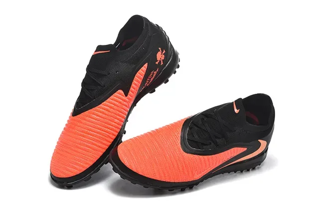 نایک أحذية كرة القدم Turf أسود برتقالي Low-Cut Knit Upper Synthetic Overlay Cage 2