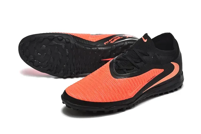 نایک أحذية كرة القدم Turf أسود برتقالي Low-Cut Knit Upper Synthetic Overlay Cage 6