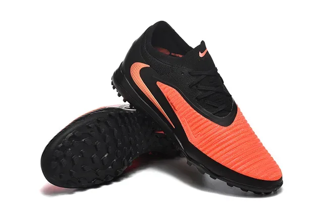 نایک أحذية كرة القدم Turf أسود برتقالي Low-Cut Knit Upper Synthetic Overlay Cage 7