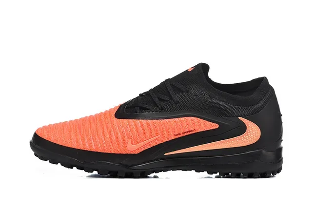 نایک أحذية كرة القدم Turf أسود برتقالي Low-Cut Knit Upper Synthetic Overlay Cage 10