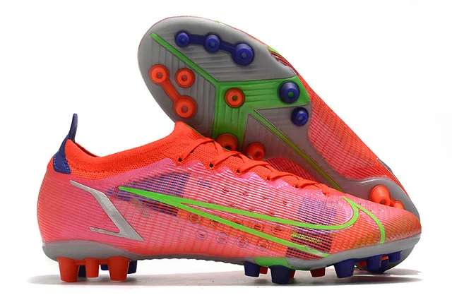 Nike Sapatos de futebol Azul Laranja Baixo Corte Upper de Malha Overlay de Cage Sintético Piso Firme 2