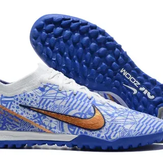 Nike Bleu Orange Chaussures de Football à Coupe Basse Haut Synthétique Texturé Gazon