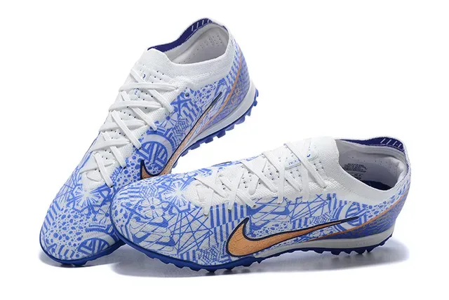 Nike Blue Orange Low-Cut Textured Synthetic Upper Turf Soccer Shoes 2
