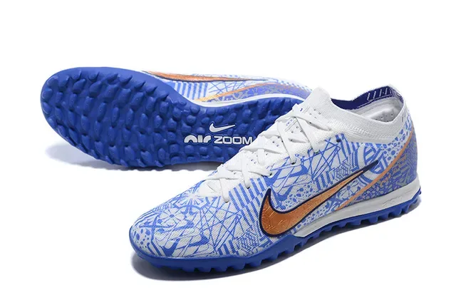 Nike Blue Orange Low-Cut Textured Synthetic Upper Turf Soccer Shoes 7